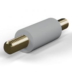 Entretoise isolante ronde filetée mâle/mâle plastique PA6.6 insert laiton M5 - Ø9,5 mm