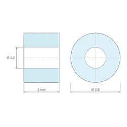 [decl 2mm] Entretoise lisse céramique C221 Ø1,2x2,8mm