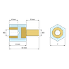 Disegno quotato 8 mm, Distanziatore isolante esagonale filettato maschio/femmina in PA6 con inserto in ottone M3 - 7 mm chiave