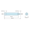 Disegno quotato 70 mm, Distanziatore isolante tondo filettato maschio/femmina in PA6.6 con inserto in ottone M5 - Ø12,7 mm