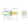Disegno quotato 10 mm, Distanziatore isolante tondo filettato maschio/femmina in PA6.6 con inserto in ottone M3 - Ø6,5 mm