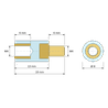 Disegno quotato 13 mm, Distanziatore isolante tondo filettato maschio/femmina in PA6.6 con inserto in ottone M4 - Ø8 mm