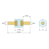Disegno quotato 7 mm, Distanziatore isolante esagonale filettato maschio/maschio in PA6 con inserto in ottone M2,5 - 6 mm chiave