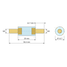 Disegno quotato 25 mm, Distanziatore isolante tondo filettato maschio/maschio in PA6.6 con inserto in ottone M6 - Ø12,7 mm