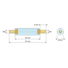 Disegno quotato 25 mm, Distanziatore isolante tondo filettato maschio/maschio in PA6.6 con inserto in ottone M3 - Ø6,5 mm