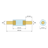 Disegno quotato 20 mm, Distanziatore isolante tondo filettato maschio/maschio in PA6.6 con inserto in ottone M5 - Ø9,5 mm