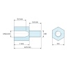 Disegno quotato 7 mm / 5,5 mm, Distanziatore esagonale filettato maschio/femmina acciaio inox UNC4-40 / M3 - 5,5 mm apertura chiave