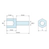 Disegno quotato 6 mm / 8 mm, Distanziatore esagonale filettato maschio/femmina plastica poliammide PA6.6 M3 / M2,5 - 5 mm apertura chiave