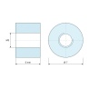 Disegno quotato 5 mm, Distanziatore tonda filettato femmina/femmina plastica poliammide PA6 rinforzata con fibra di vetro UL94-V2 M3 - Ø7 mm