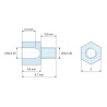 Disegno quotato 4,8 mm / 3,9 mm, Distanziatore esagonale filettato maschio/femmina acciaio zincato senza piombo UNC4-40 - 5 mm apertura chiave