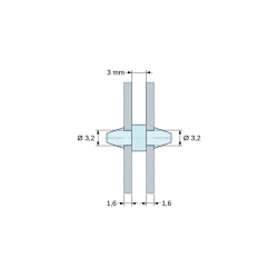 Supporto PCB a doppio scatto, poliammide PA6.6 naturale UL94-V2, foro PCB Ø3,2 mm, PCB 1,6 mm