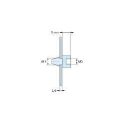 Supporto PCB a scatto, filettatura interna M3, poliammide PA6.6 nera UL94-HB, foro PCB Ø4 mm, PCB 1,6 mm