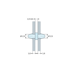 Supporto PCB a doppio scatto, poliammide PA6.6 naturale UL94-V2, foro PCB Ø2,5 mm, PCB 1,6 mm