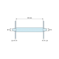 Supporto PCB a doppio scatto, poliammide PA6.6 nera UL94-HB, PCB Ø4 mm 1,8 mm / telaio Ø4 mm 1,6 mm