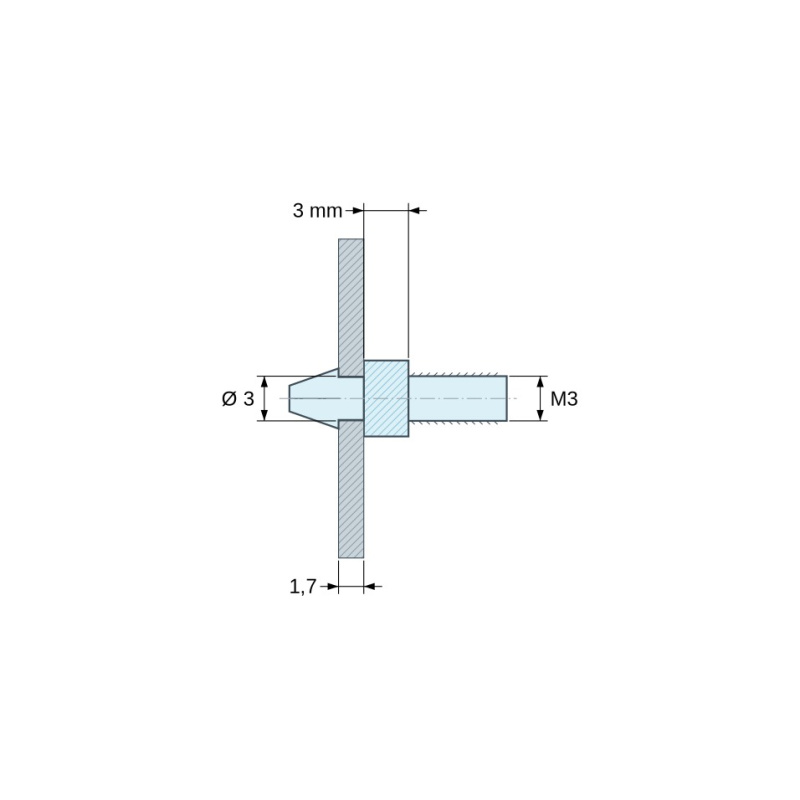 Supporto per scheda a scatto M3 Plastica PA6.6