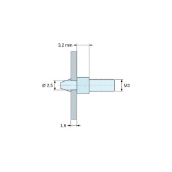 Supporto per circuito stampato a scatto, filettato M3, nylon PA6.6 naturale UL94-V2, foro Ø2,5 mm, circuito 1,6 mm