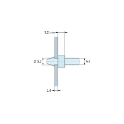 Supporto per circuito stampato a scatto, filettato M3, nylon PA6.6 naturale UL94-V2, foro Ø3,2 mm, circuito 1,6 mm