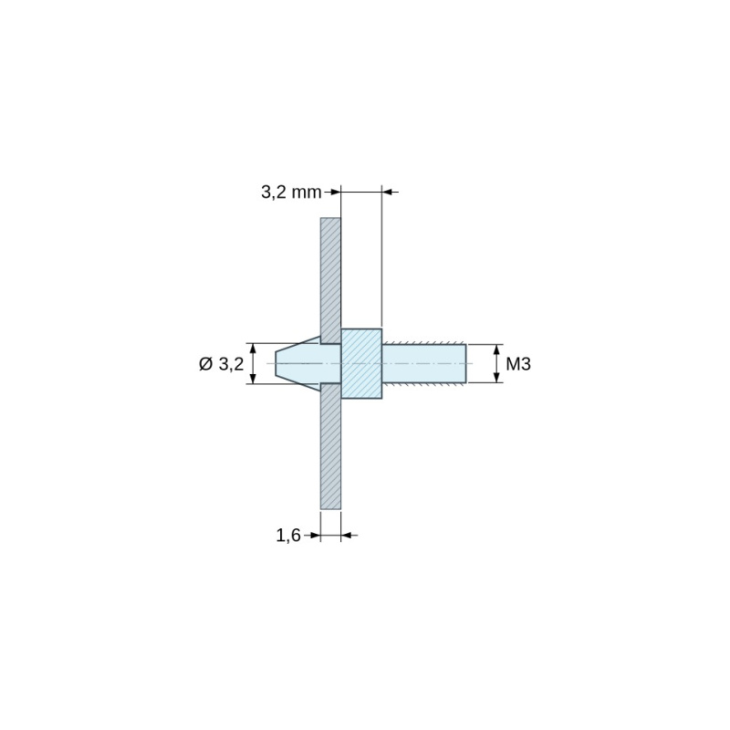 Supporto per scheda a scatto M3 Plastica PA6.6