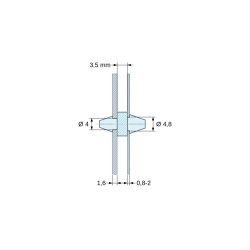 Supporto PCB a doppio innesto, Poliammide PA6.6, naturale, UL94-V2, PCB Ø4/1,6 mm / CH Ø4,8/0,8–2 mm