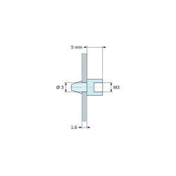 Supporto per circuito stampato a scatto, con filettatura interna M3, nylon PA6.6 nero UL94-HB, foro Ø3 mm, circuito 1,6 mm