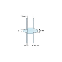 Supporto PCB a doppio innesto, Poliammide PA6.6, naturale, UL94-V0, PCB Ø4/1,6 mm / CH Ø4,8/0,8–2 mm