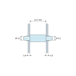 Supporto PCB a doppio innesto, PA6.6 naturale, UL94-V0, foro PCB Ø3,2 mm, spessore PCB 1,6 mm