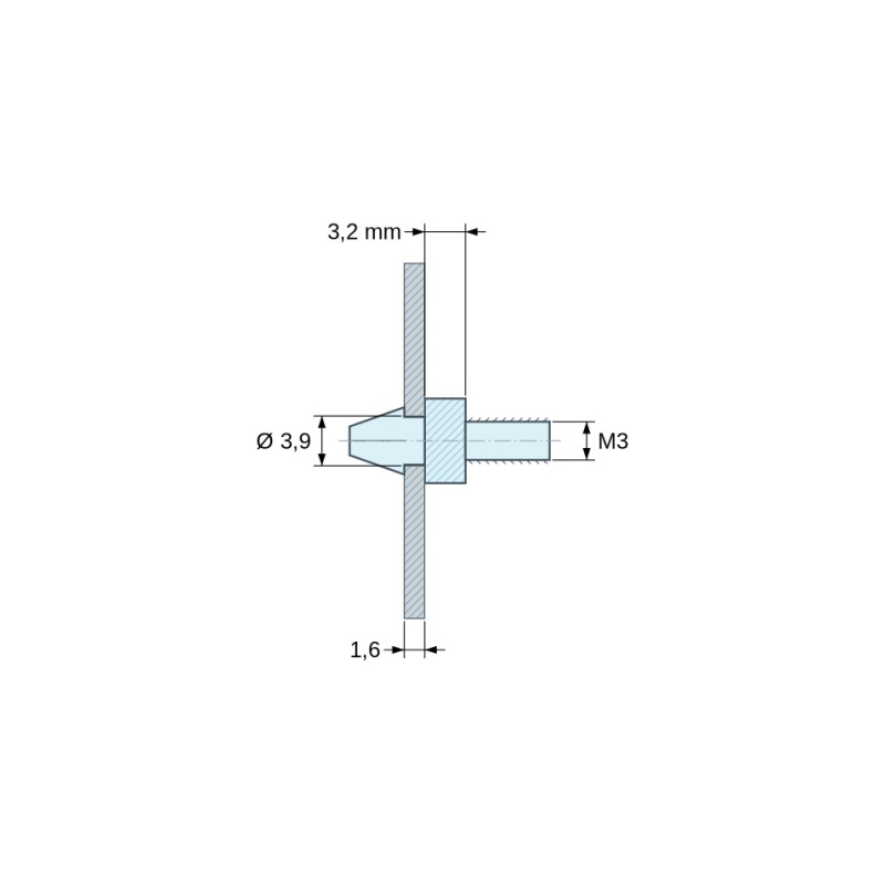 Supporto per scheda a scatto M3 Plastica PA6.6