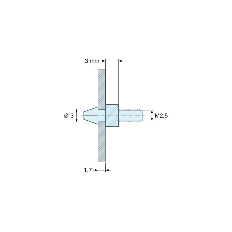 Supporto per scheda a scatto M2.5 Plastica PA6.6