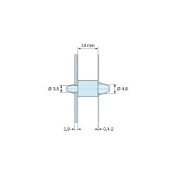 Supporto PCB a doppio innesto, Poliammide PA6.6, naturale, UL94-V2, PCB Ø3,5/1,8 mm / CH Ø4,8/0,4–2 mm
