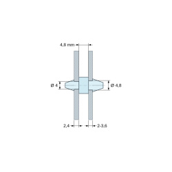 Supporto PCB a doppio innesto, Poliammide PA6.6, naturale, UL94-V2, PCB Ø4/2,4 mm / CH Ø4,8/2–3,6 mm