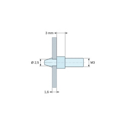 Supporto per circuito stampato a scatto, filettato M3, nylon PA6.6 nero UL94-HB, foro Ø2,5 mm, circuito 1,6 mm