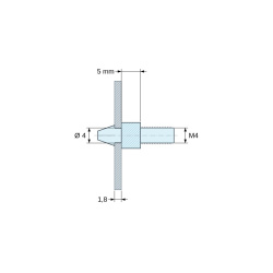 Supporto per circuito stampato a scatto, filettato M4, nylon PA6.6 nero UL94-HB, foro Ø4 mm, circuito 1,8 mm