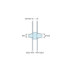 Supporto PCB a doppio innesto, Poliammide PA6.6, naturale, UL94-V2, PCB Ø4/0,8–2 mm / CH Ø4,8/0,8–2 mm