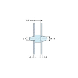 Supporto PCB a doppio innesto, Poliammide PA6.6, naturale, UL94-V2, PCB Ø4/1,6 mm / CH Ø4,8/1,6 mm