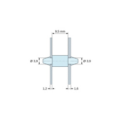 Supporto PCB a doppio innesto, Poliammide PA6.6, naturale, UL94-V2, PCB Ø3,9/1,2 mm / CH Ø3,9/1,6 mm