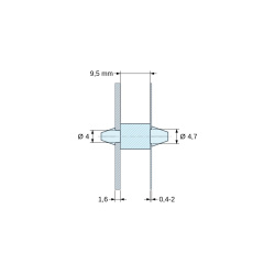 Supporto PCB a doppio innesto, Poliammide PA6.6, naturale, UL94-V2, PCB Ø4/1,6 mm / CH Ø4,7/0,4–2 mm
