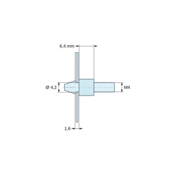 Supporto per circuito stampato a scatto, filettato M4, nylon PA6.6 naturale UL94-V2, foro Ø4,2 mm, circuito 1,6 mm