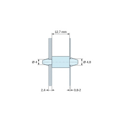Supporto PCB a doppio innesto, Poliammide PA6.6, naturale, UL94-V2, PCB Ø4/2,4 mm / CH Ø4,8/0,8–2 mm