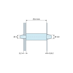 Supporto PCB a doppio innesto, Poliammide PA6.6, naturale, UL94-V2, PCB Ø4/3,2 mm / CH Ø4,8/0,8–2 mm