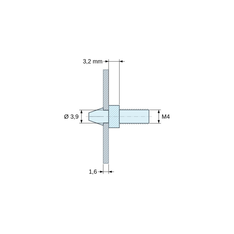Supporto per scheda a scatto M4 Plastica PA6.6
