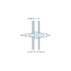 Supporto PCB a doppio innesto, Poliammide PA6.6, naturale, UL94-V2, PCB Ø2,5/1,7 mm / CH Ø3/1,2 mm