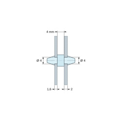 Supporto PCB a doppio innesto, Poliammide PA6.6, nera, UL94-HB, PCB Ø4/1,6 mm / CH Ø4/2 mm