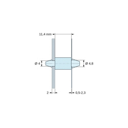 Supporto PCB a doppio innesto, Poliammide PA6.6, naturale, UL94-V2, PCB Ø4/2 mm / CH Ø4,8/0,5–2,3 mm