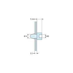 Supporto per circuito stampato a scatto, con filettatura interna M3, nylon PA6.6 nero UL94-HB, foro Ø4 mm, circuito 2,1 mm