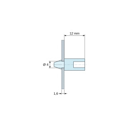 Supporto PCB a scatto per vite M4, PA6.6 naturale UL94-V2, foro Ø4 mm, scheda 1,6 mm