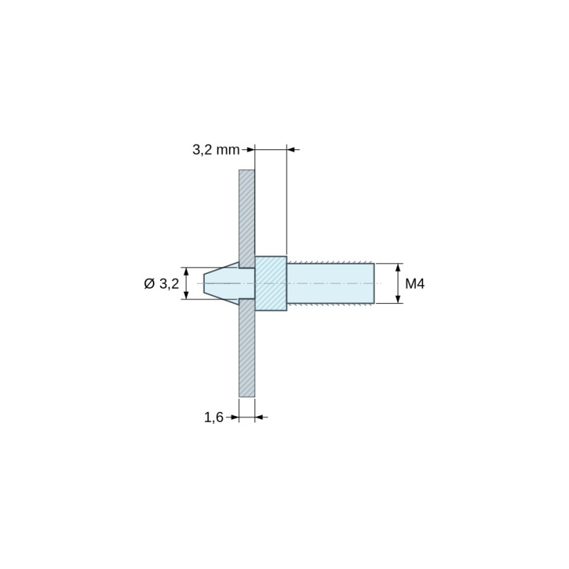 Supporto per scheda a scatto M4 Plastica PA6.6