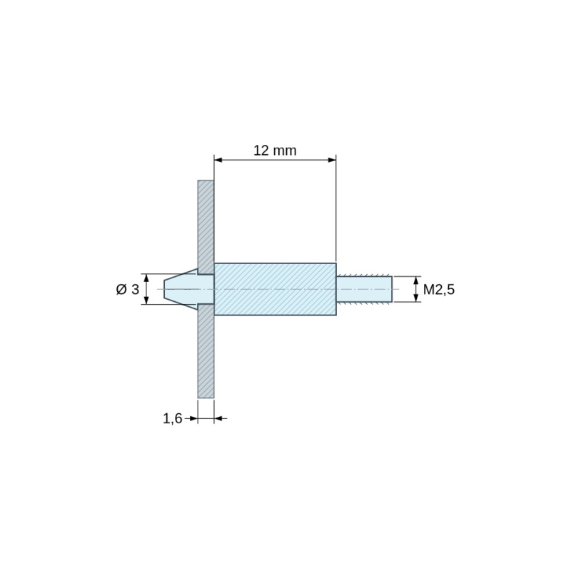 Supporto per scheda a scatto M2.5 Plastica PA6.6