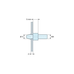 Supporto per circuito stampato a scatto, filettato M4, nylon PA6.6 nero UL94-HB, foro Ø4 mm, circuito 2 mm