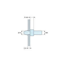 Supporto per circuito stampato a scatto, filettato M4, nylon PA6.6 nero UL94-HB, foro Ø4 mm, circuito 2,4 mm