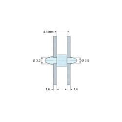 Supporto PCB a doppio innesto, Poliammide PA6.6, naturale, UL94-V2, PCB Ø3,2/1,6 mm / CH Ø2,5/1,6 mm